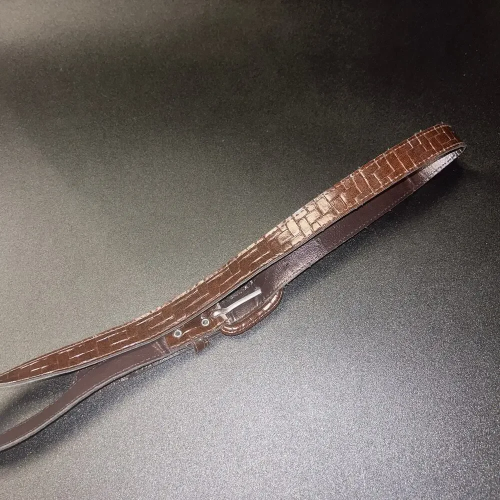 Brown Textured Faux Leather Adjustable Belt Women's Size 12